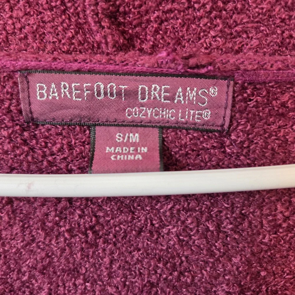 Barefoot Dreams CozyChic Lite Cardigan Duster Burgundy Size S/M Cozy Fall Winter - Picture 4 of 8
